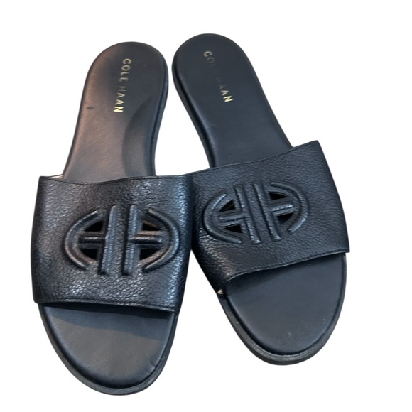 Cole Haan Flynn Leather Logo Flat Slide Sandals 7.5 - Picture 3 of 8